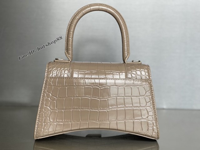 Balenciaga專櫃新款升級版卡其色鱷魚紋手提包肩背女包 巴黎世家原廠皮版本S號沙漏包 fyj1363